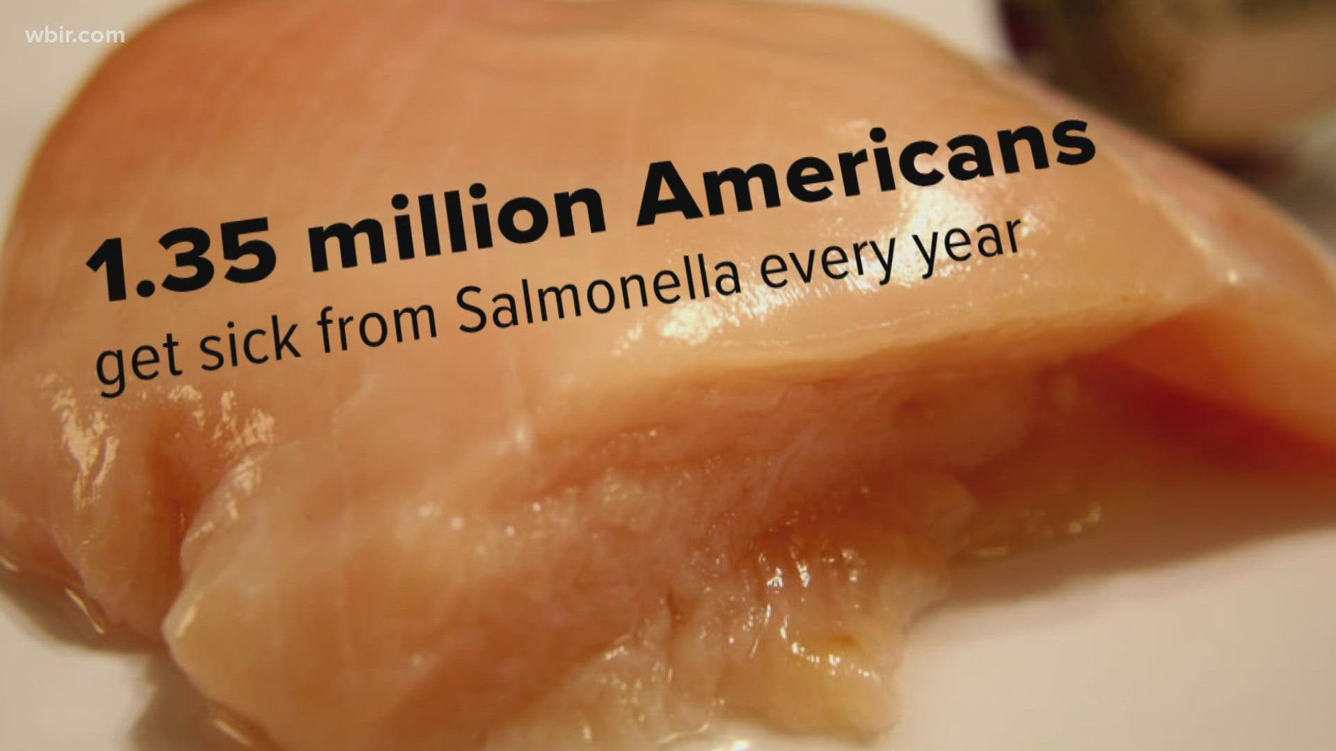 The CDC estimates that 1.35 million Americans get sick because of salmonella every year. About a fifth of those illnesses come from chicken and turkey.