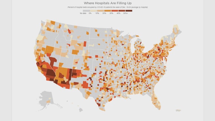 Map shows how hospitals are creeping toward COVID-19 capacity