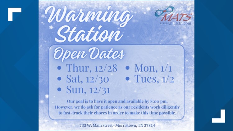 Morristown warming center open through Jan. 2 as weather gets colder