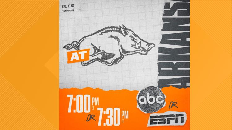 No. 5 Tennessee announces night game against the Arkansas Razorbacks