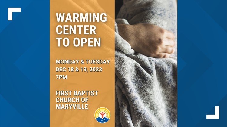 Maryville warming shelter opening Monday night as cold weather moves in