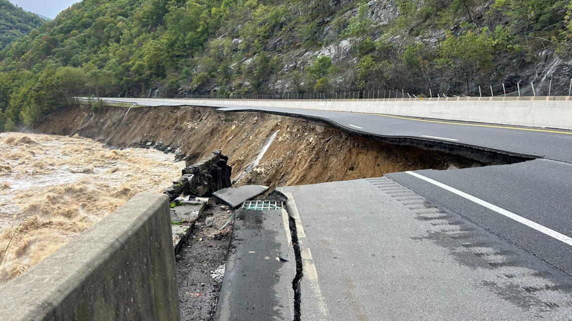 I40 closed in Tennessee and North Carolina after Helene flooding