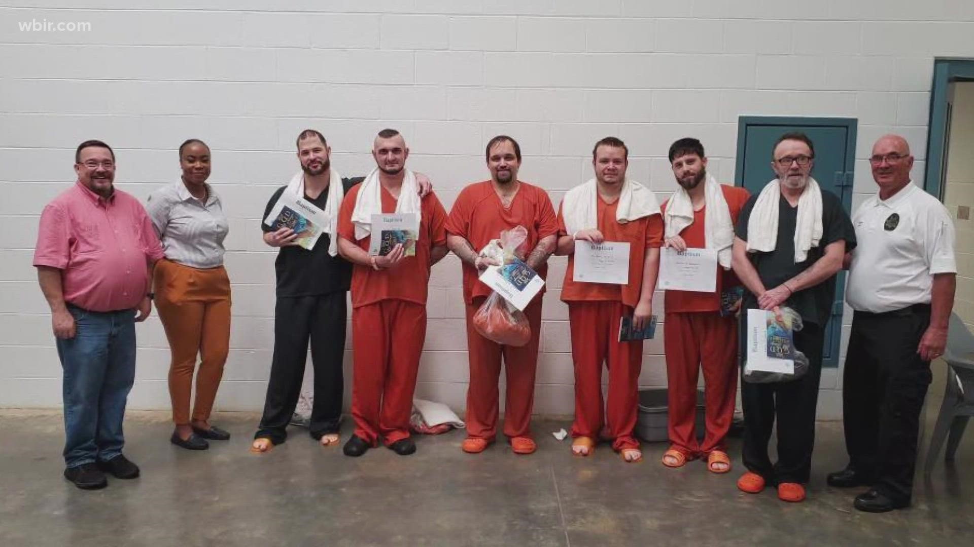 Anderson County deputies said they were moved when six inmates decided to get baptized by a local pastor and a chaplain while serving their sentence.