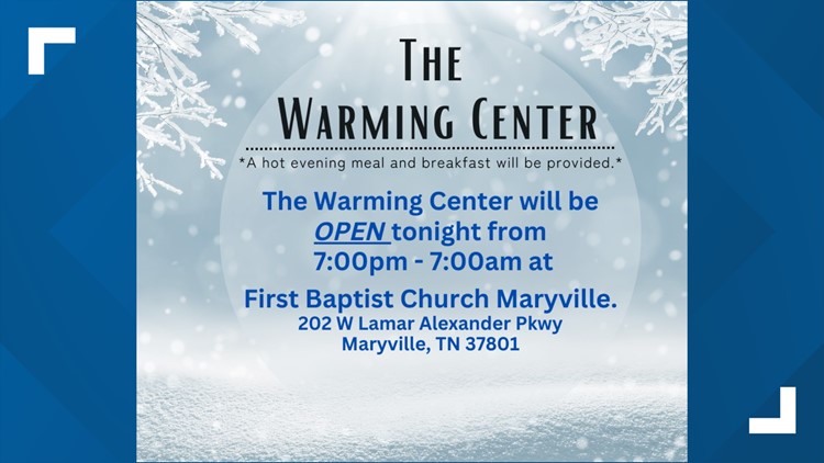 Warming center opening at Maryville church Thursday night