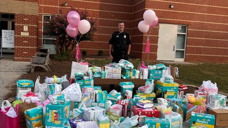 West Valley Middle students surprise expecting SRO with abundance of diapers, wipes