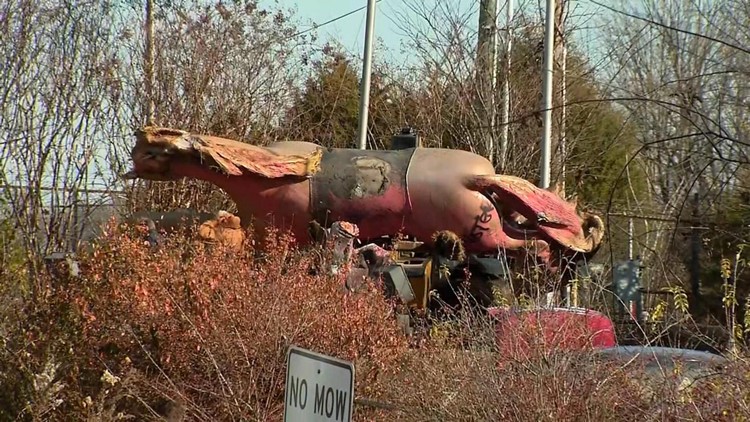 Statue of Confederate general and early KKK leader toppled from private perch overlooking I-65
