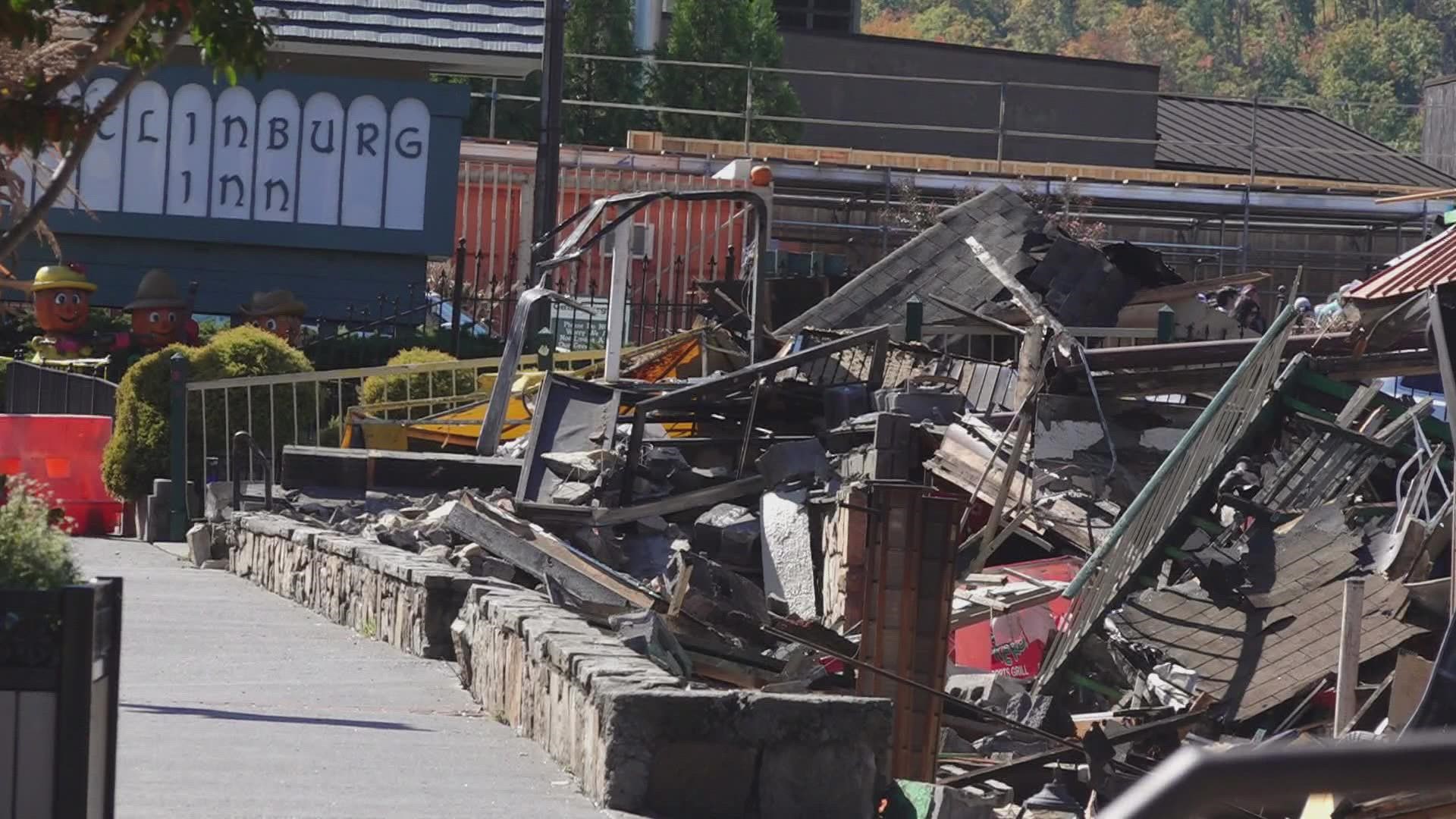 Parts of the building were brought to the ground with nothing more than charred debris remaining. The city said a person was found dead inside the damaged structure.