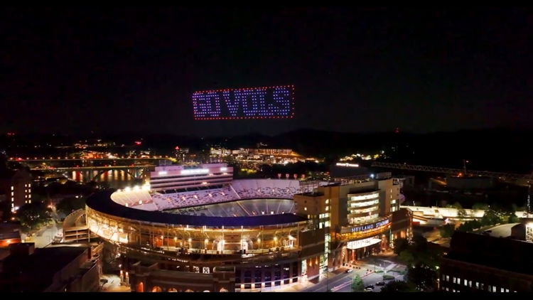 University of Tennessee unveils new drone show in night sky over Neyland Stadium