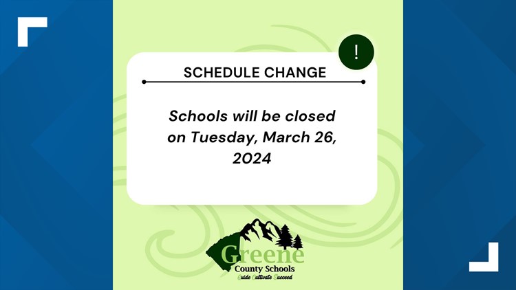 Greene County Schools to close March 26 as gusts expected to reach 80 mph