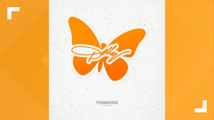 University of Tennessee football honoring Dolly Parton with commemorative helmet sticker