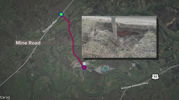 Sinkhole closes part of Mine Road near Mascot in Knox County