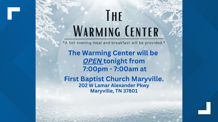 Blount County opens warming center Tuesday evening as temperatures drop