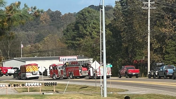 Part of Topside Road closed as Alcoa crews respond to fire