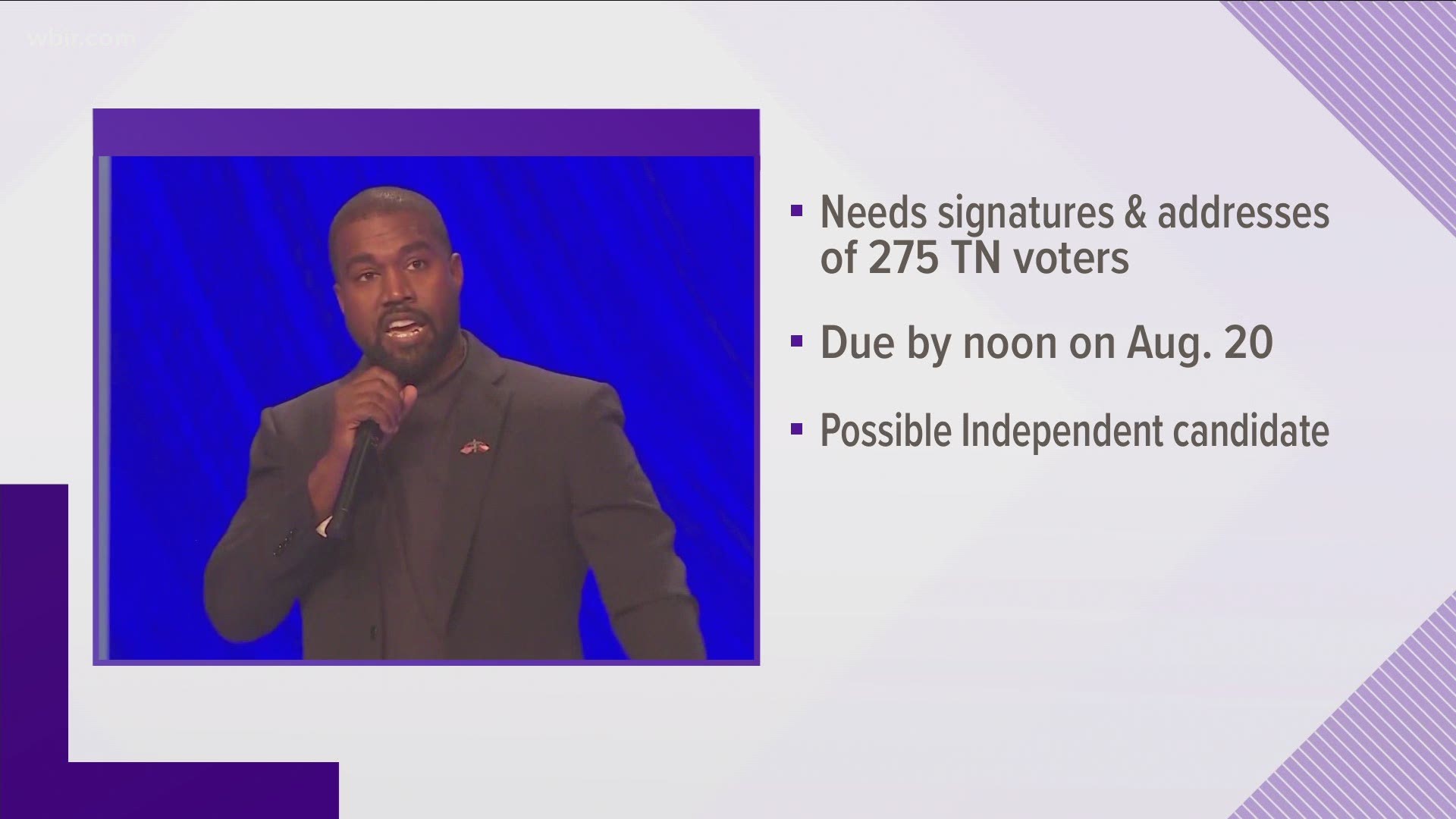 A representative for Kanye West has picked up papers that would allow the rapper to be on the TN presidential ballot in November.