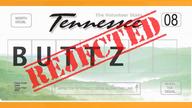 No 'BUTTZ' about it: Here are some personalized plates Tennessee rejected recently for poor taste