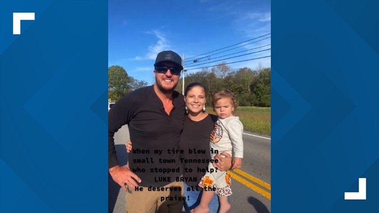 Luke Bryan helps Middle Tennessee woman with flat tire