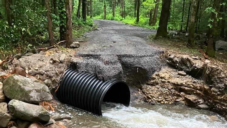 Flood damage closes some trails and roads in the Great Smoky Mountains National Park