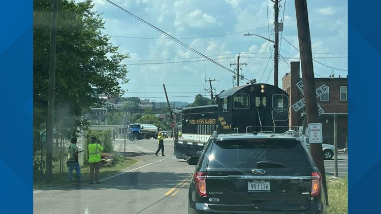 KPD asking travelers to be aware of road closures on Sevier Avenue after train strikes low-hanging power lines