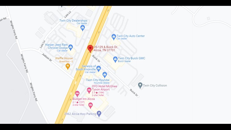 Alcoa Highway at Buick Drive closed after vehicle hits electric pole