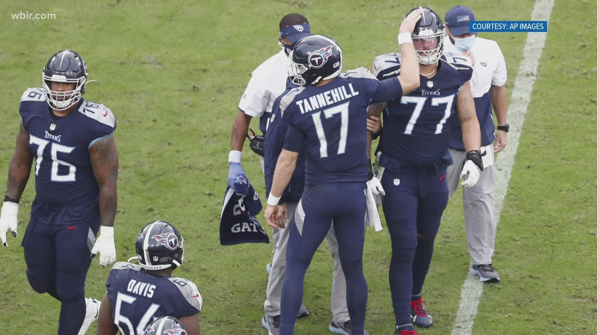 The Titans' left tackle announced the injury on Twitter Monday afternoon.