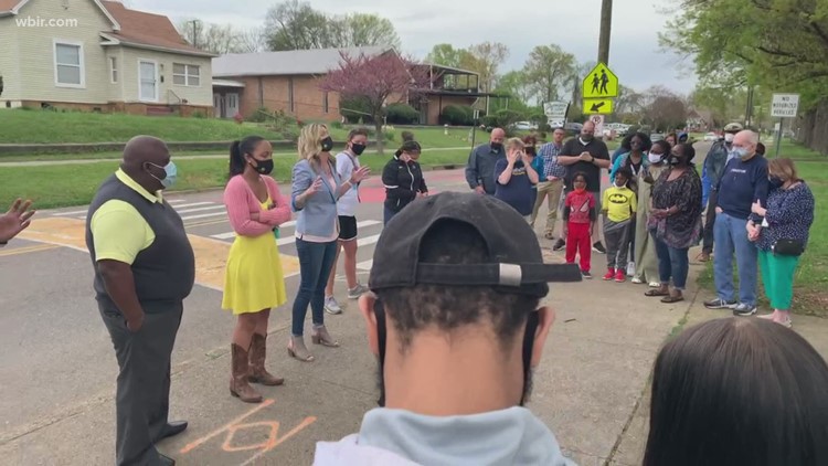 Community gathers for prayer circle outside Austin-East High School Community gathers for prayer circle outside Austin-East High School