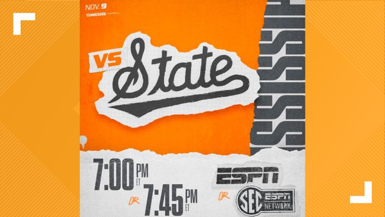 No. 7 Tennessee announces game time against Mississippi State