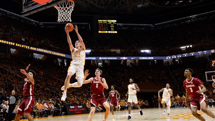 No. 6 Tennessee leads throughout in a dominant win against Alabama, 91-71