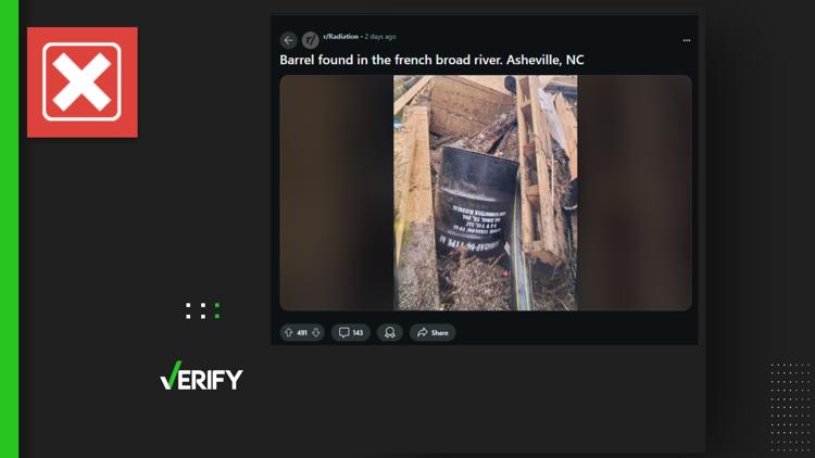 No, this barrel reportedly found in an Asheville river did not contain radioactive waste