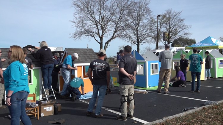 Habitat for Humanity volunteers build 11 playhouses to honor veterans