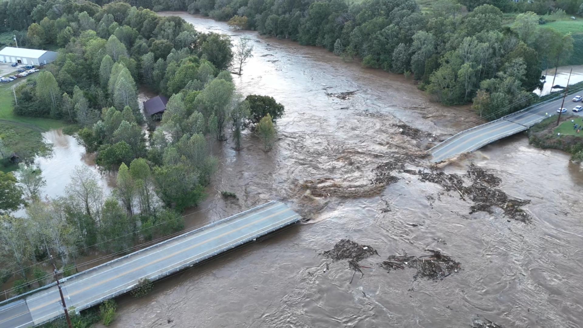 It was one of several roads and bridges impacted by flooding in upper East Tennessee on Friday. (Credit: Daniel Shrader)