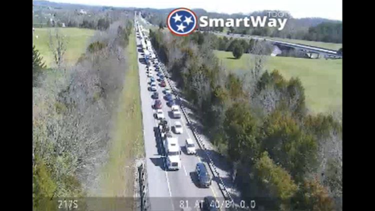 Two lanes blocked on 1-40 West in Jefferson County