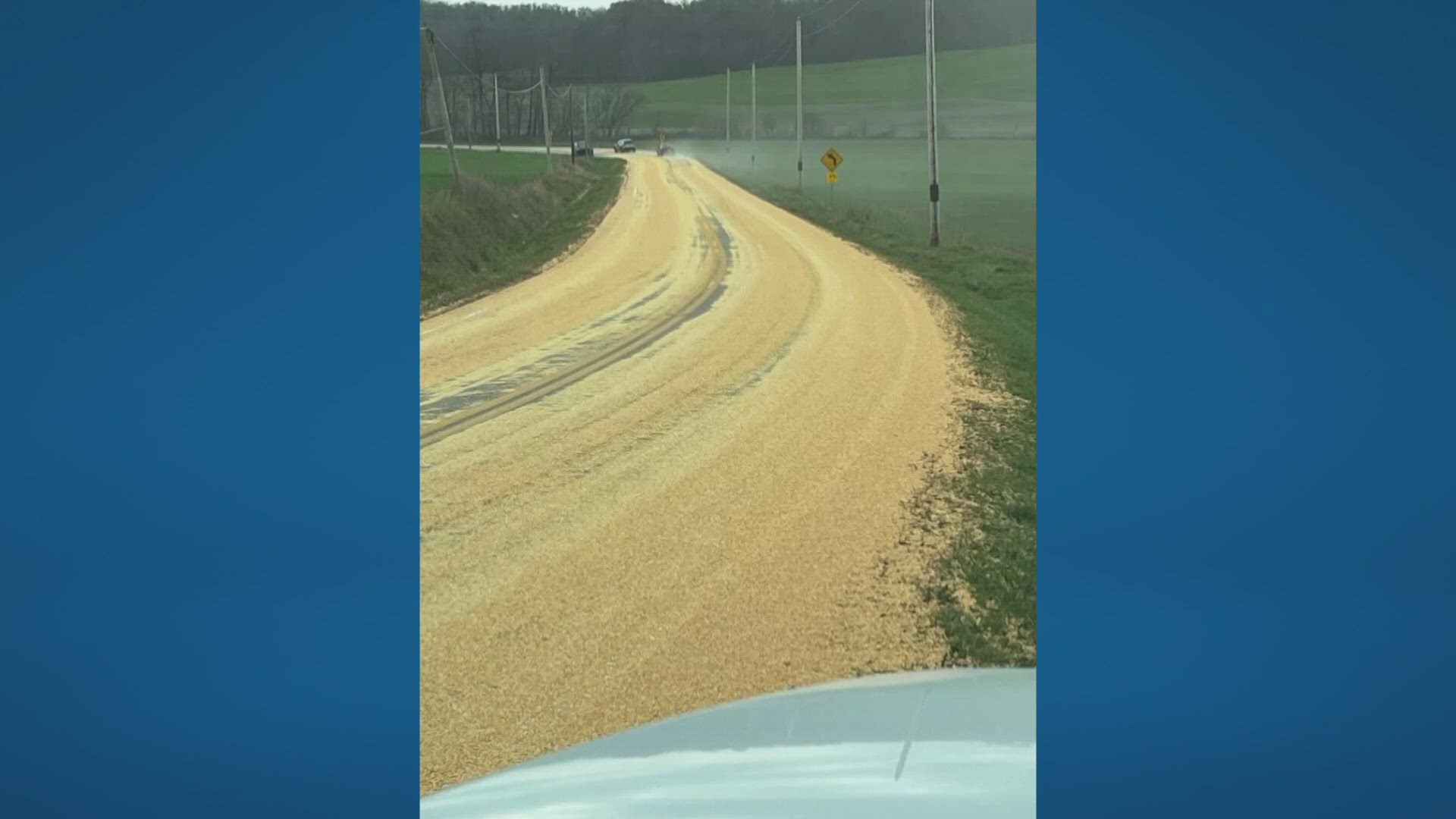 The Ohio Department of Transportation says they have no idea how the corn got there.