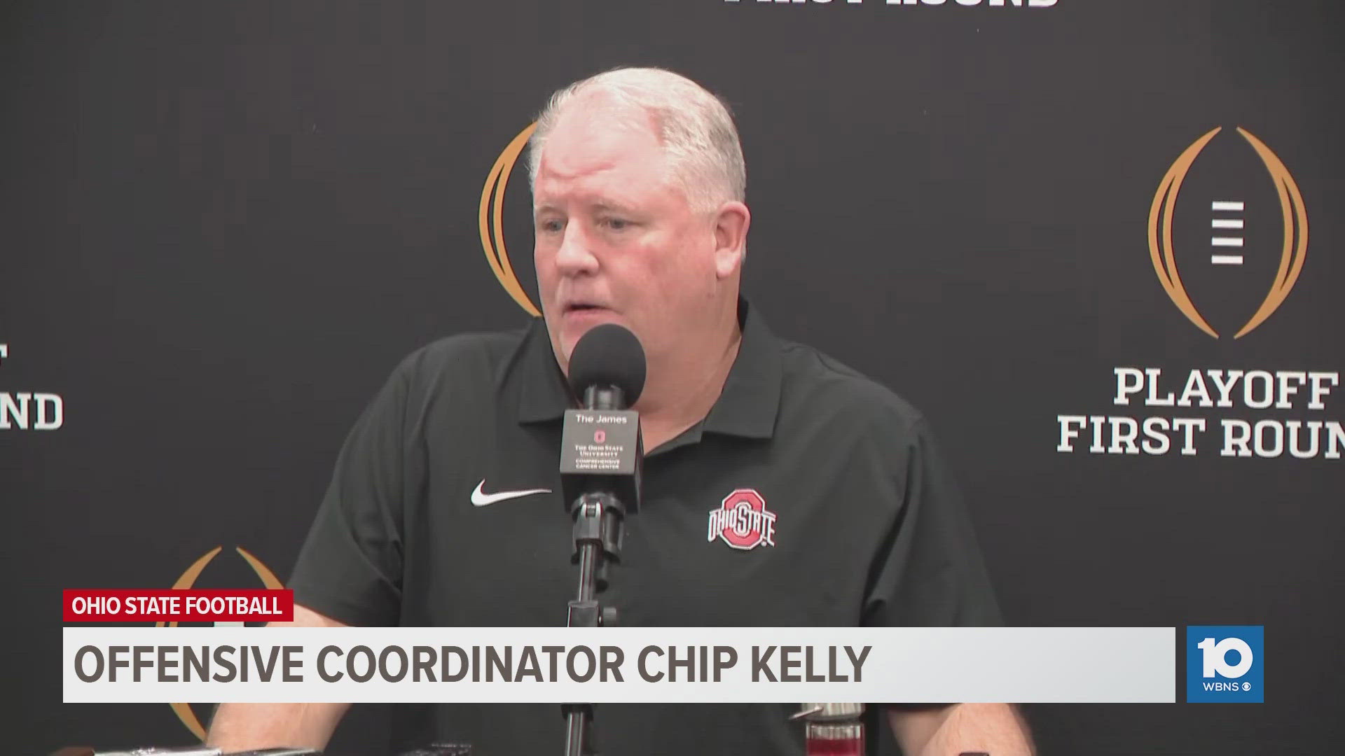 Ohio State offensive coordinator Chip Kelly on the Buckeyes' playoff matchup against Tennessee this Saturday at Ohio Stadium.