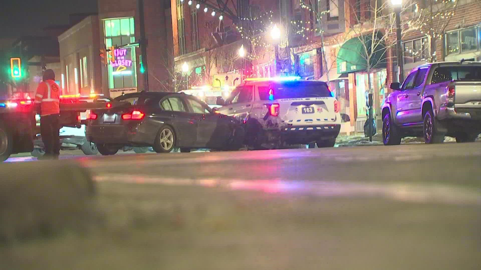 The crash happened just after 2:30 a.m. at the intersection of North High Street and East 5th Avenue, according to police.