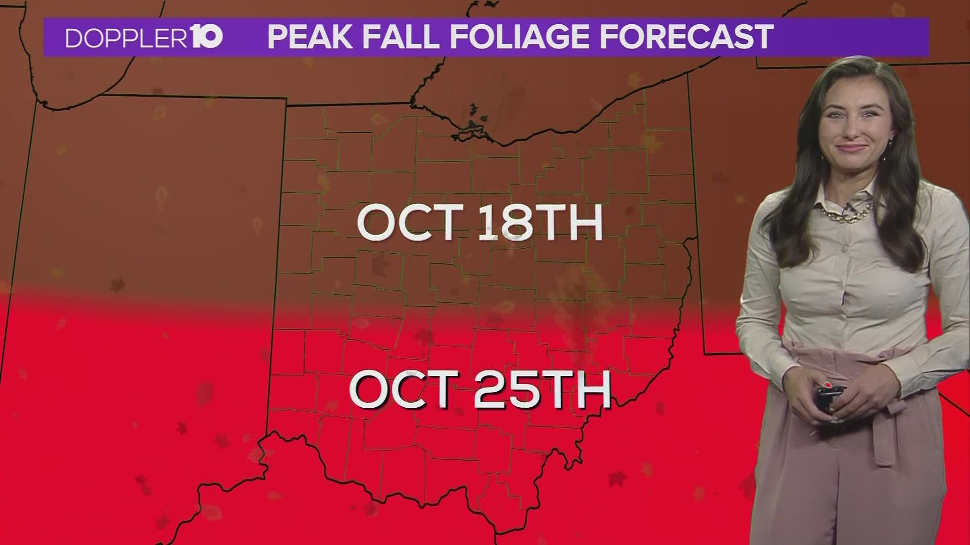 Peak fall foliage will start around Oct. 15.