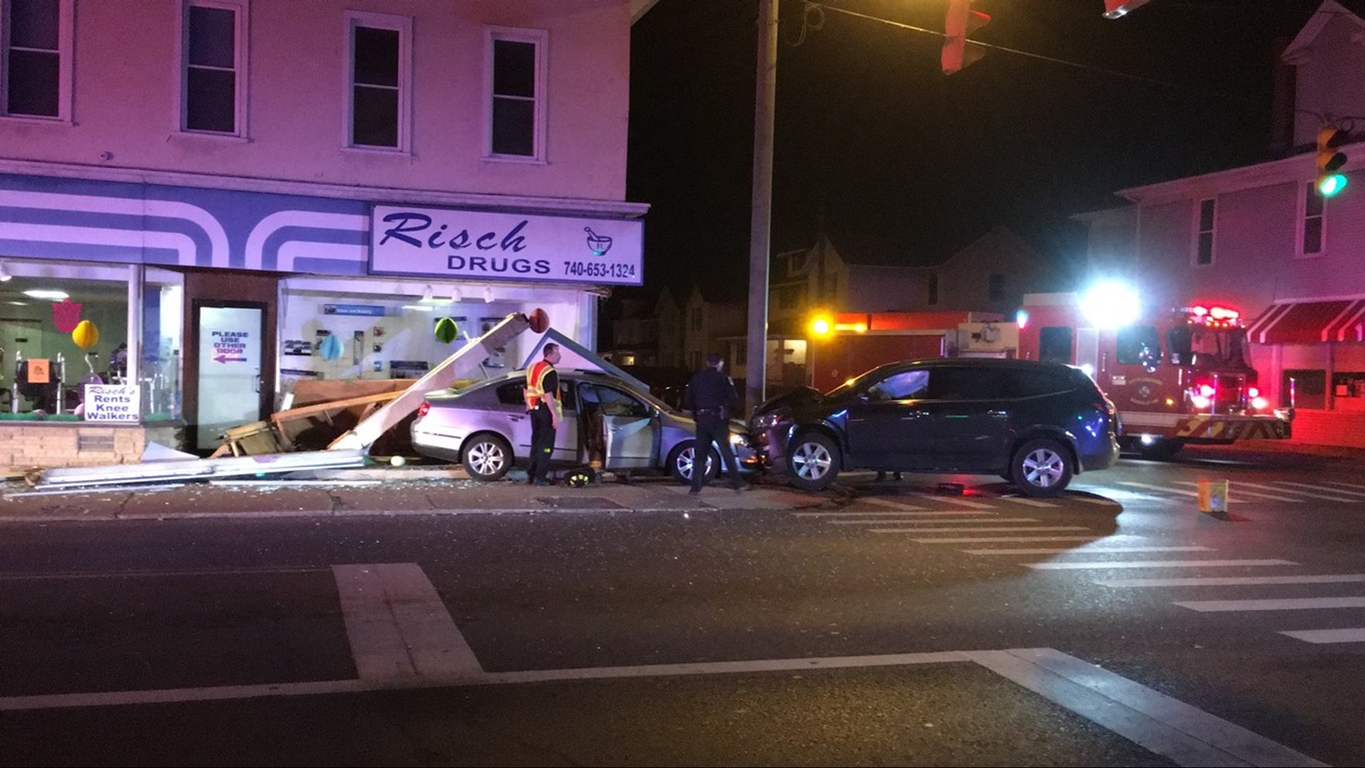 Car crashes into front of longtime drug store in Lancaster