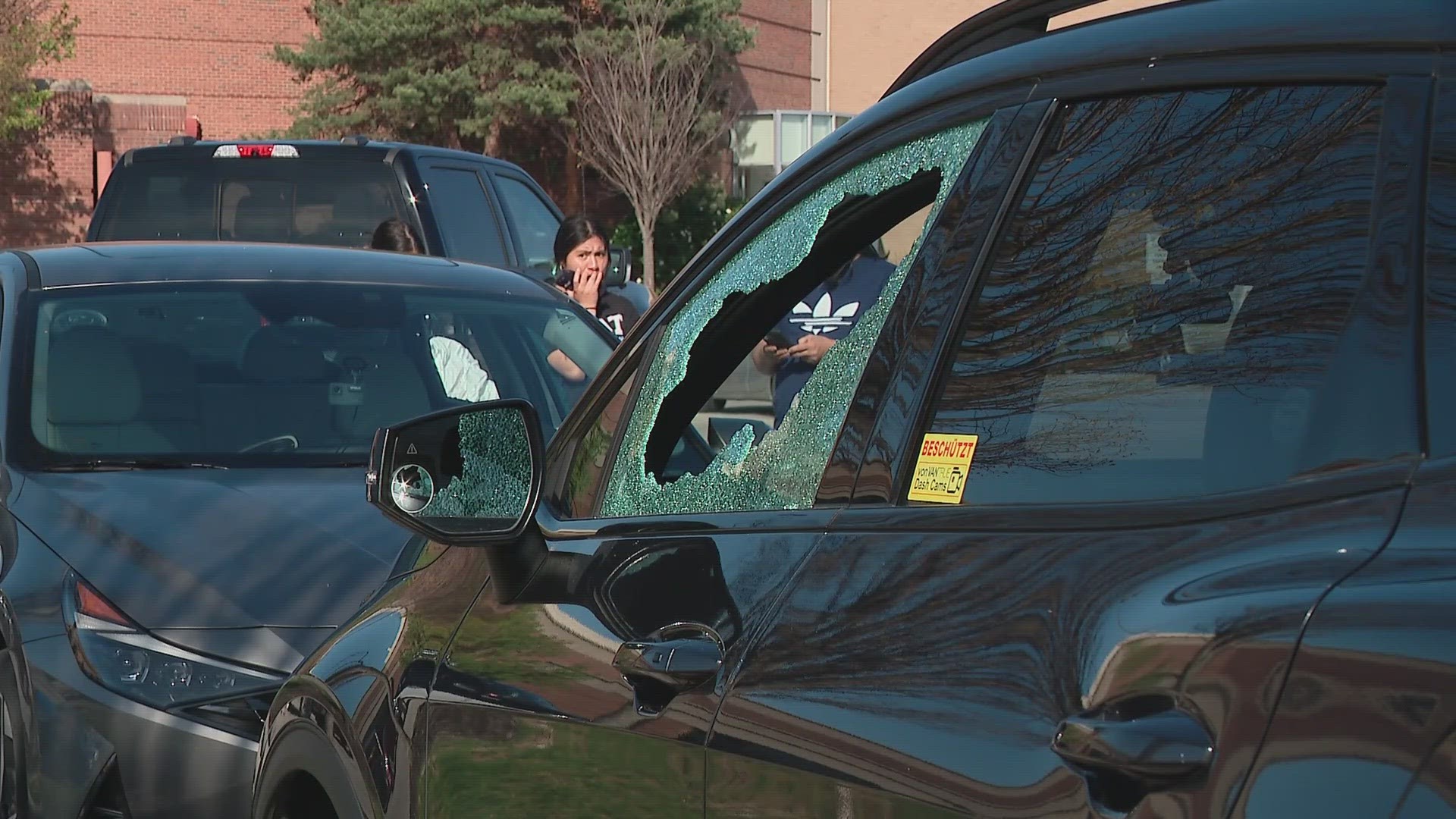 At least 10 cars were reportedly broken into outside the Mall at Tuttle Crossing Monday afternoon.