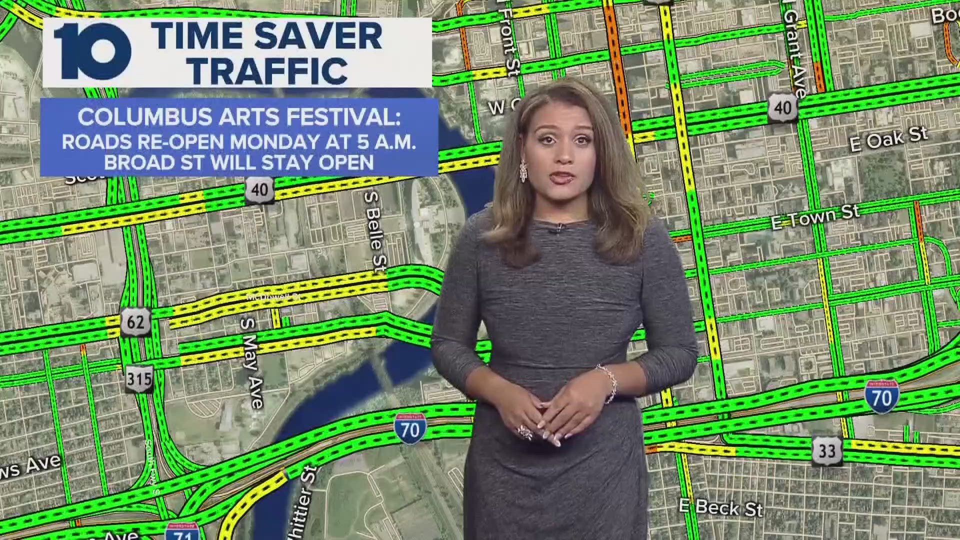 Broad Street will remain open throughout the event. Affected roads will re-open by Monday at 5 a.m.