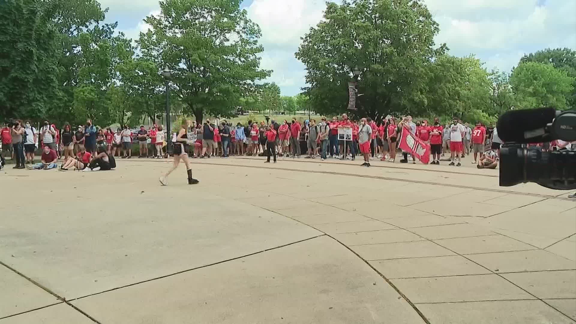 Fans gathered to demand transparency from the Big Ten.