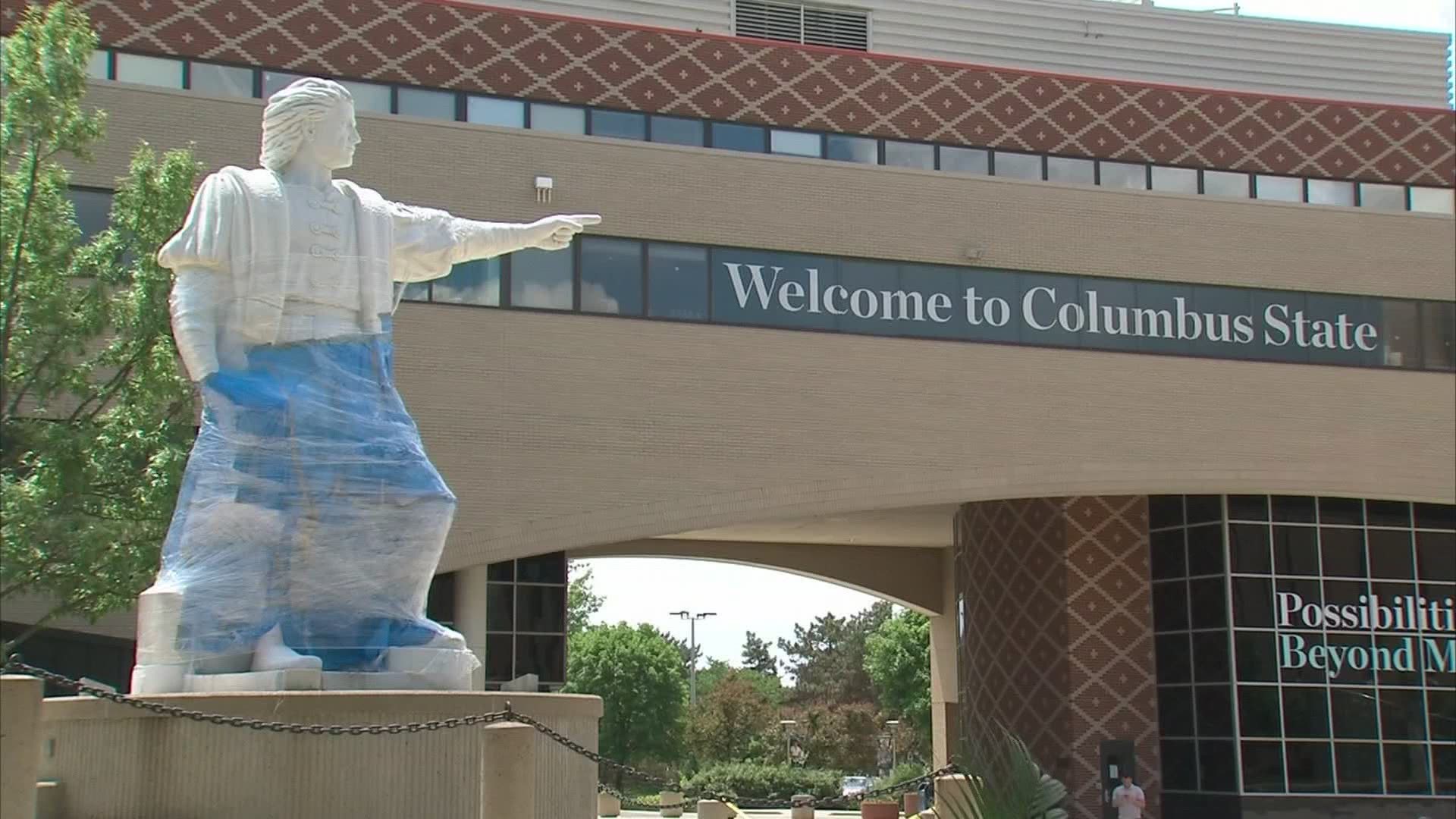 Columbus State Community College announced it will remove a 40-foot, 20-ton statue of Columbus from its campus.
