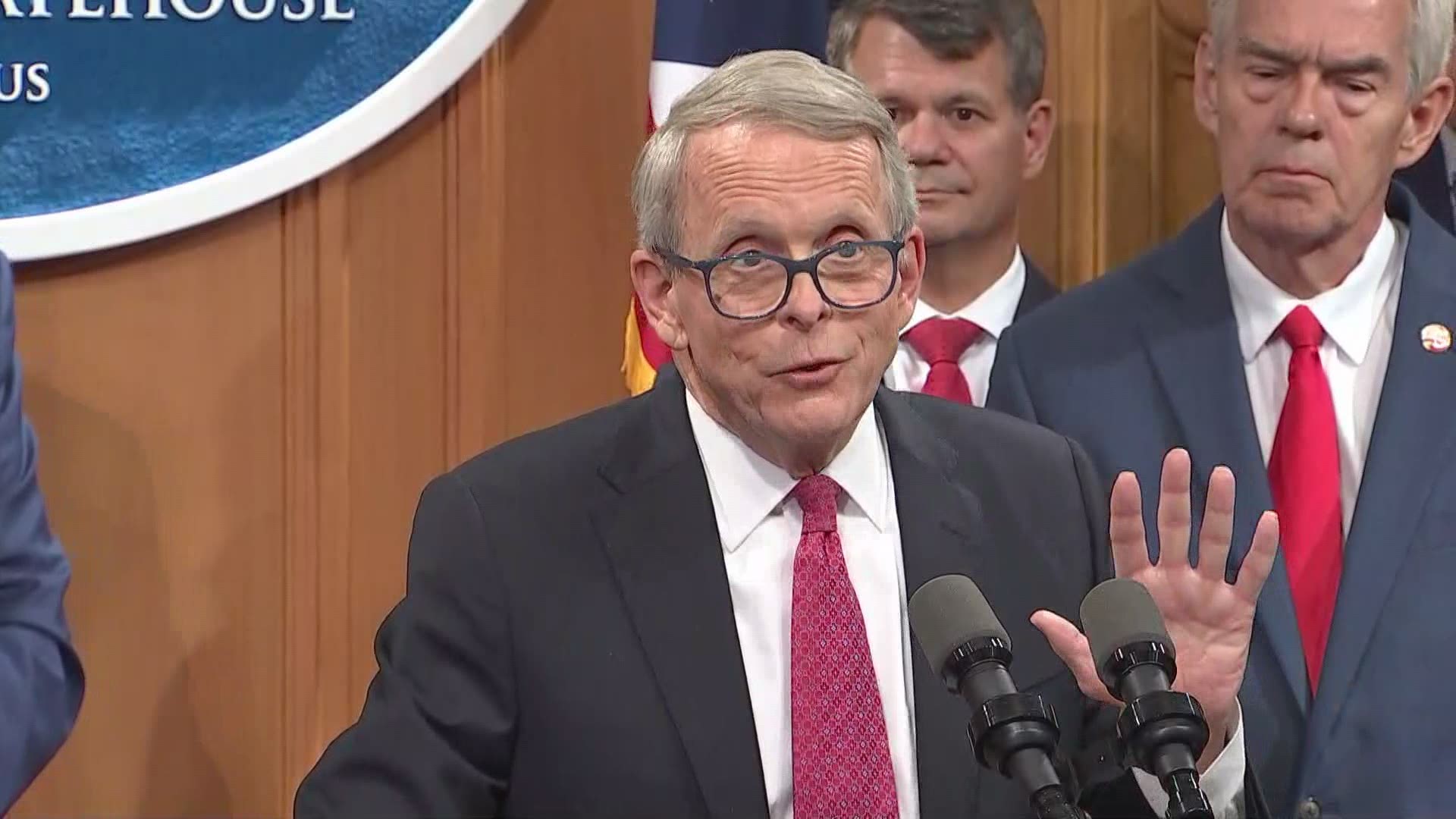 During a Monday afternoon press conference, Gov. Mike DeWine said the state is leaving it up to parents and school districts whether kids should mask up.