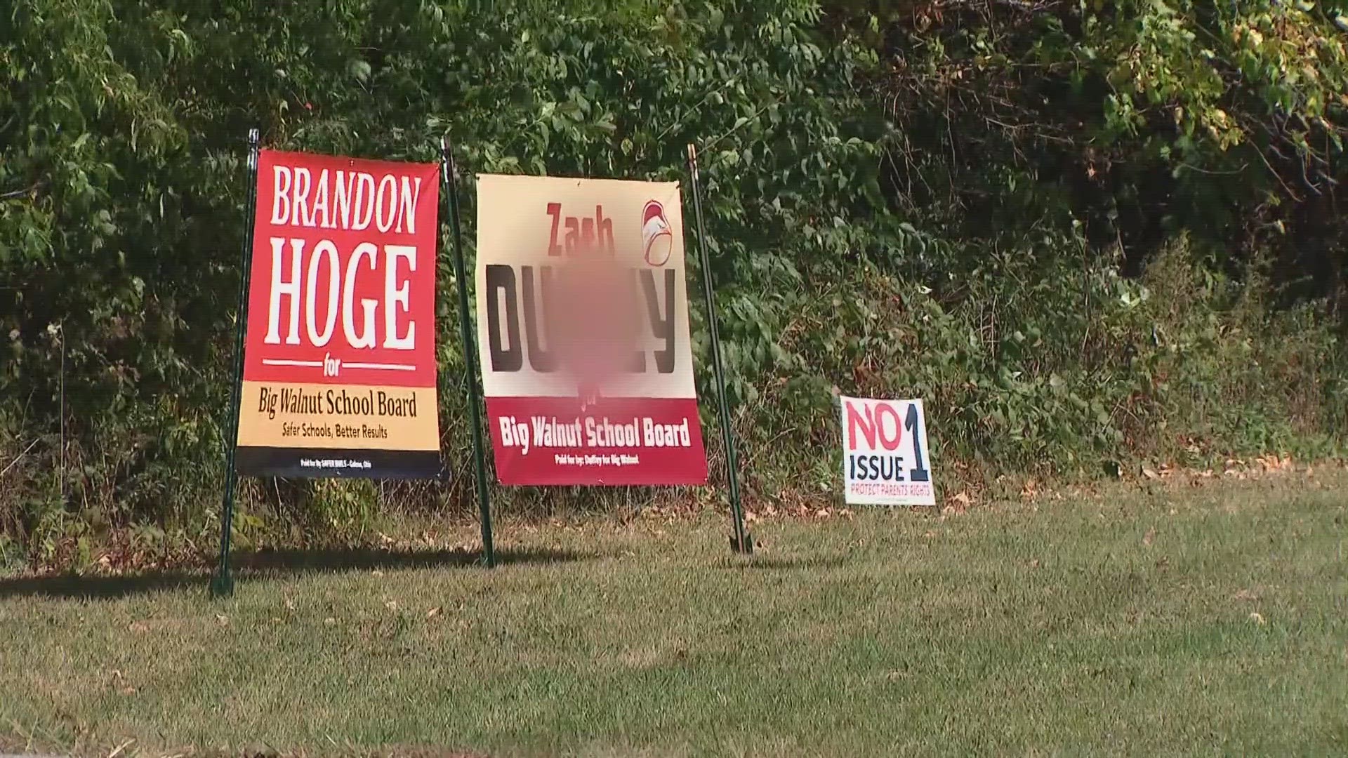 Someone spray painted a red swastika on Zach Duffey school board candidate sign in Delaware county.