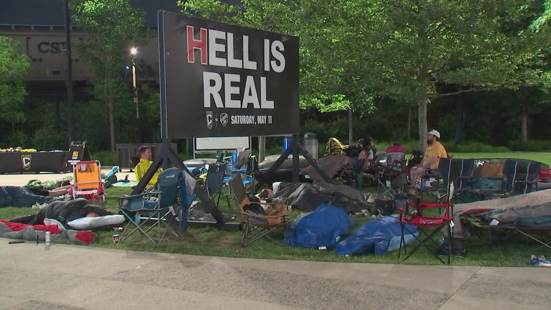 Hundreds of fans are camping out at Lower.com Field to compete for several prizes.