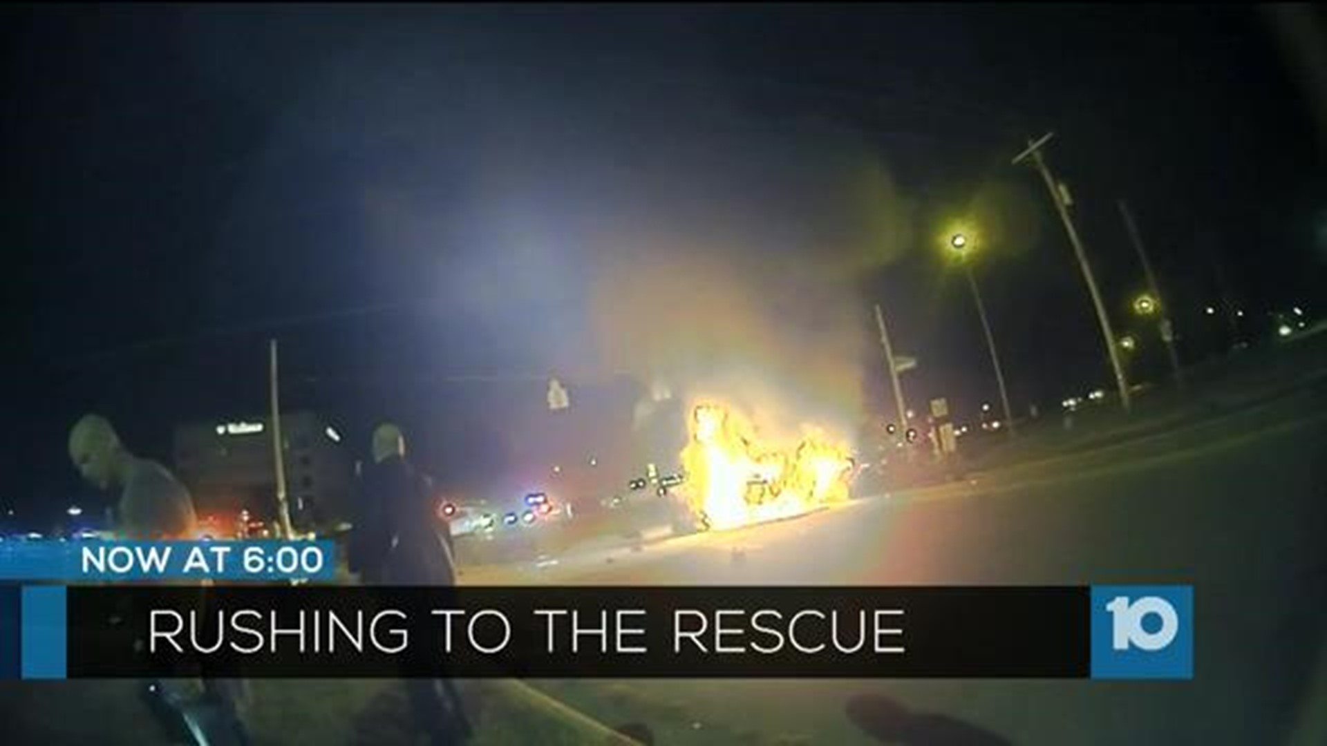 Columbus police officers save man from fiery crash