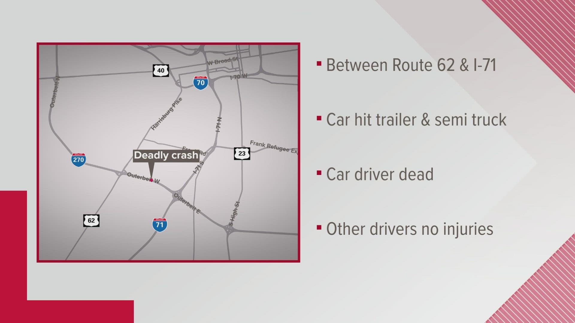 Deputies say the crash happened just after 10 p.m. Friday on I-270 eastbound.