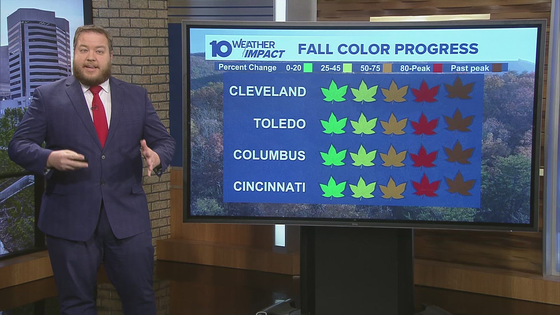 The average peak foliage in central Ohio is typically between Oct. 15 and 29.