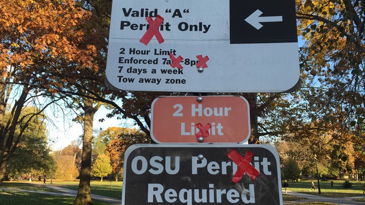 Ohio State crossing out M's in preparation for The Game