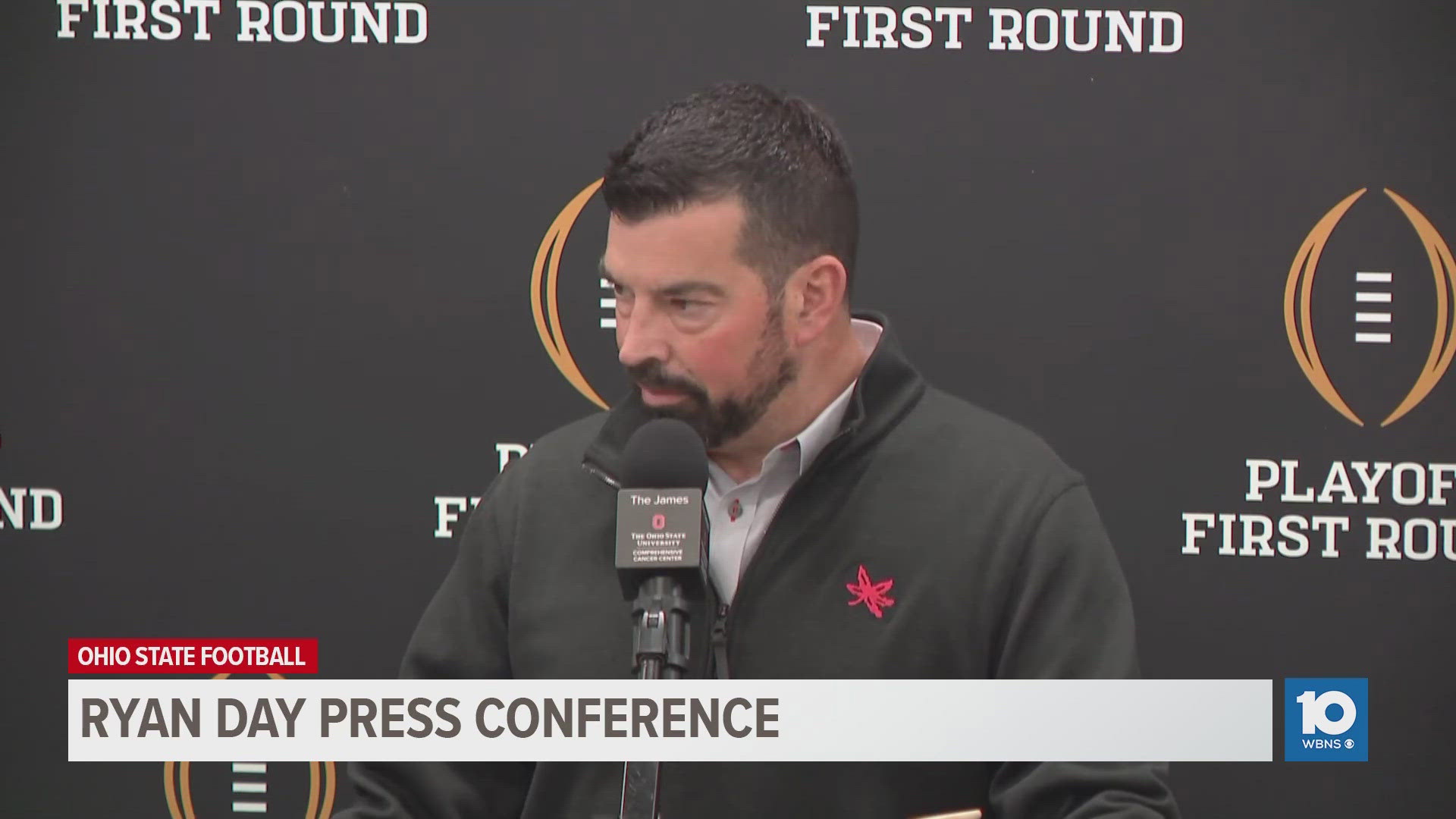 Ohio State head coach Ryan Day discusses the Buckeyes' upcoming matchup against Tennessee in the first round of the College Football Playoff.