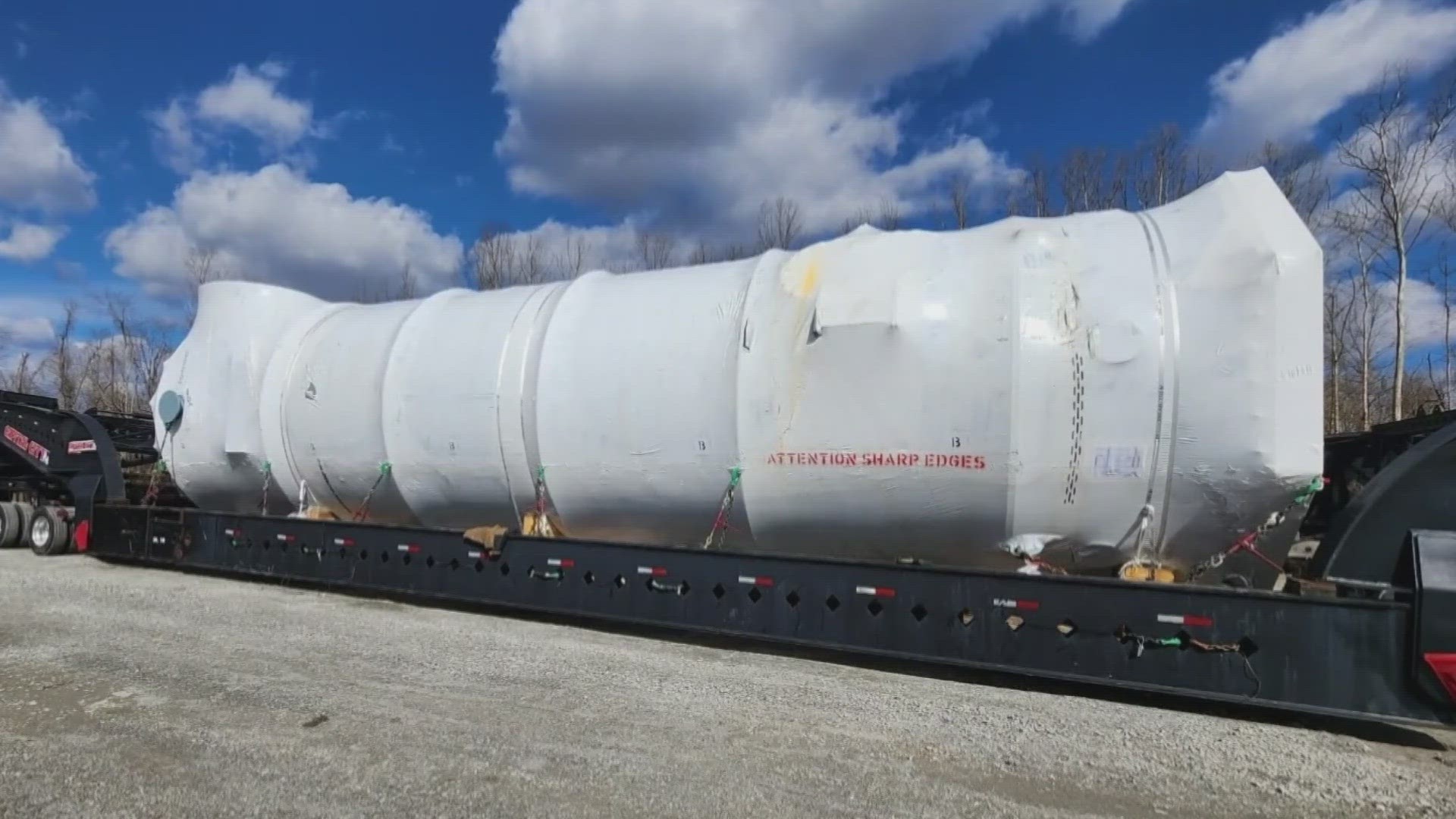 The first of at least two dozen “super loads” is scheduled to hit the road Wednesday morning.