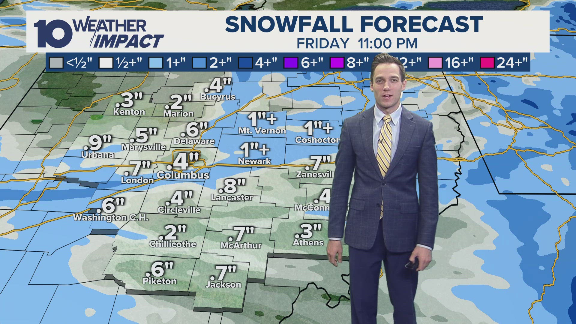 Thursday:  Scattered snow showers, mainly in the morning.  Less than 1/2" accumulation.  Windy and cold, with wind chills in the 20s.  High 38.